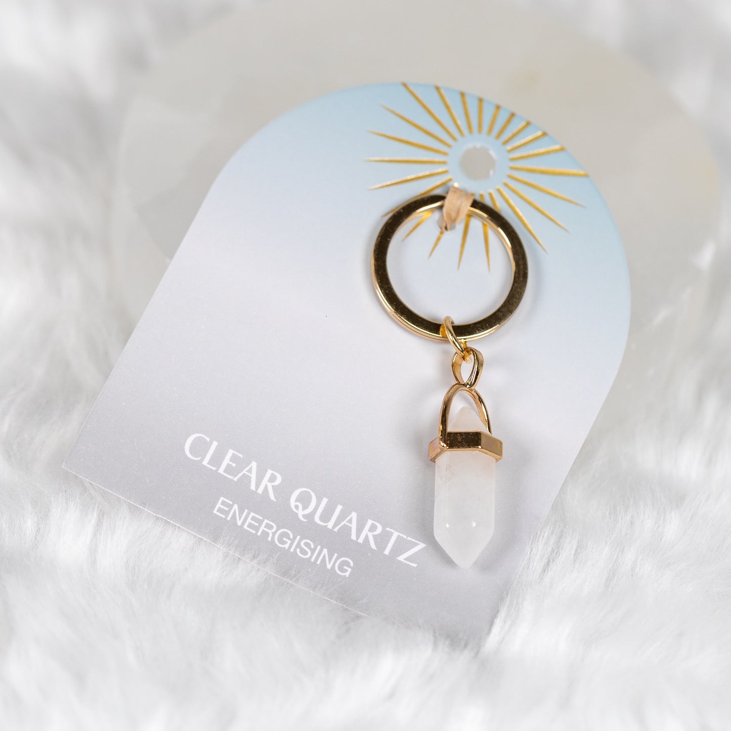 Clear Quartz Keyring - Energising