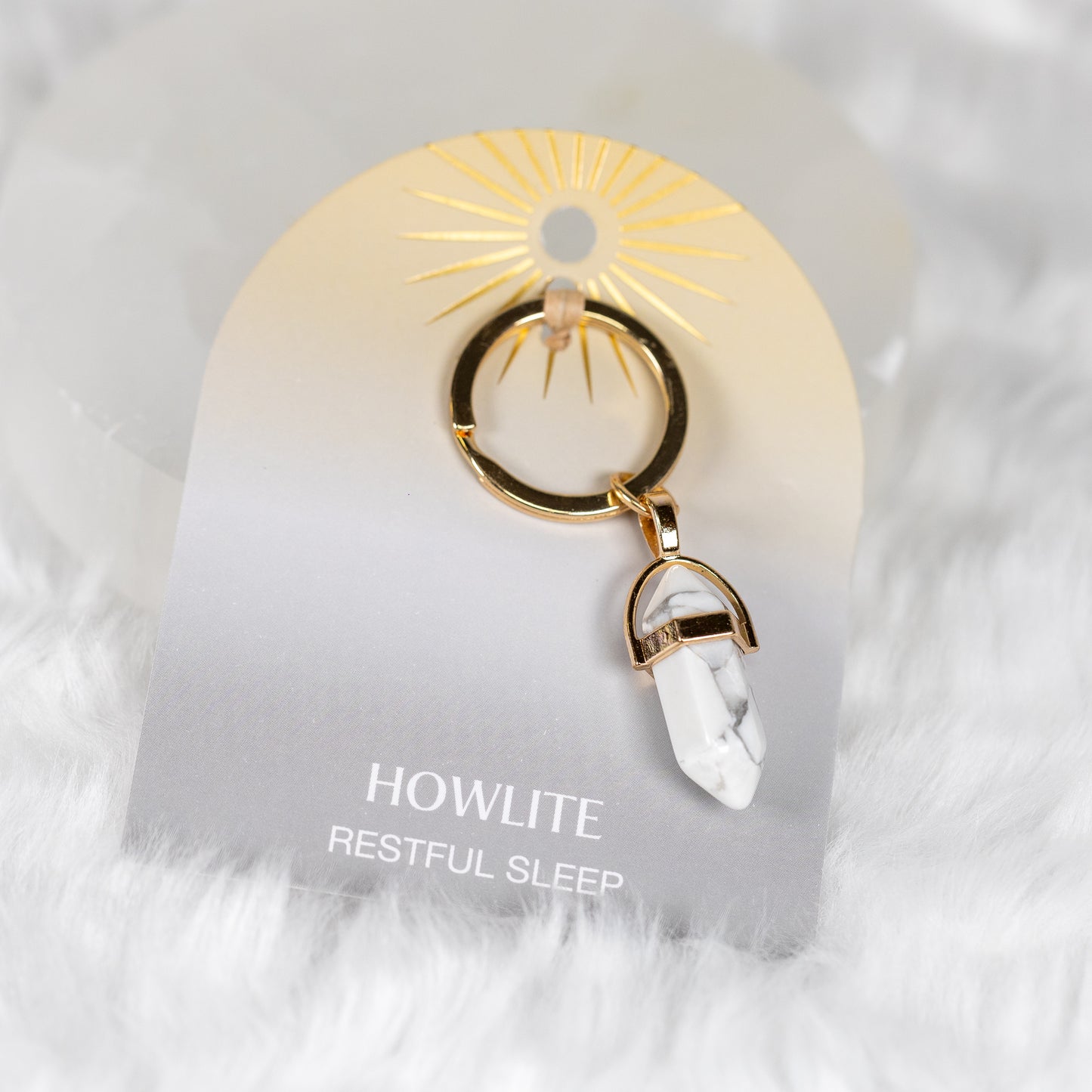 Howlite Keyring - Sleep