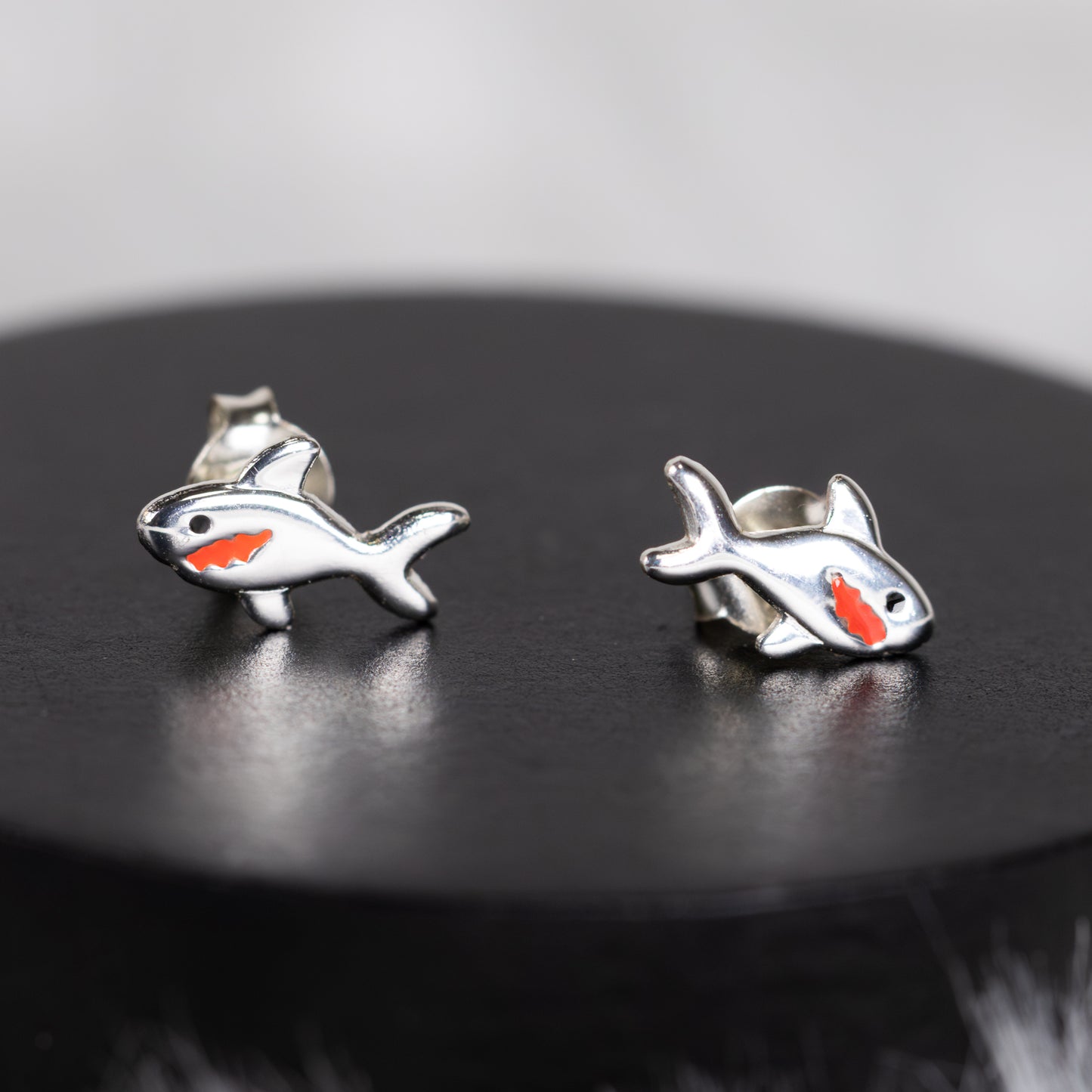 Sterling Silver Shark Stud Earrings