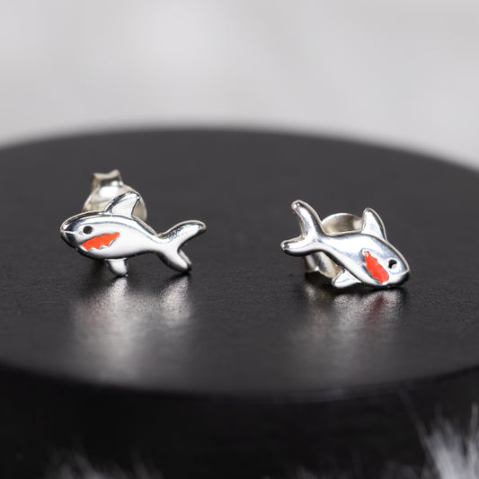 Sterling Silver Shark Stud Earrings