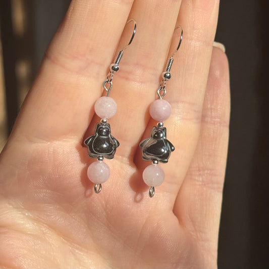 Rose Quartz & Hematite Earrings