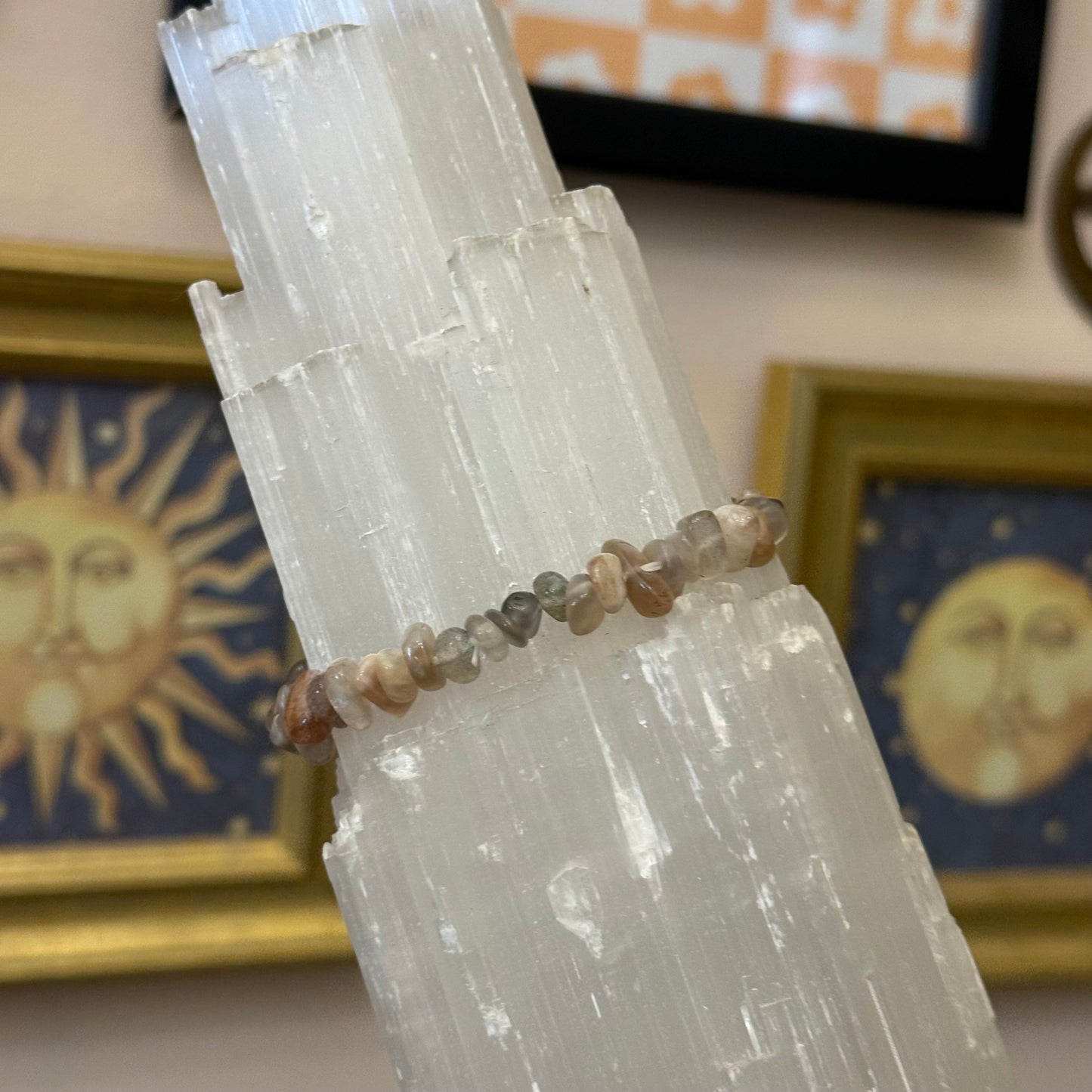 Grey Peach Moonstone Bracelet