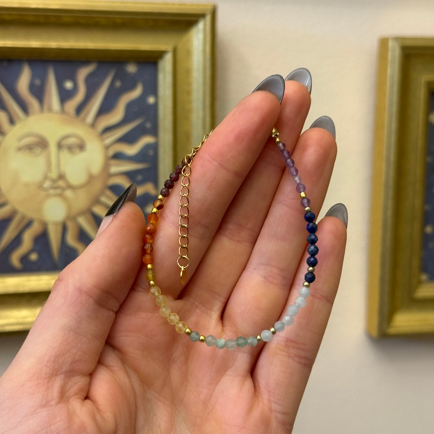 Faceted Chakra Adjustable Bracelet