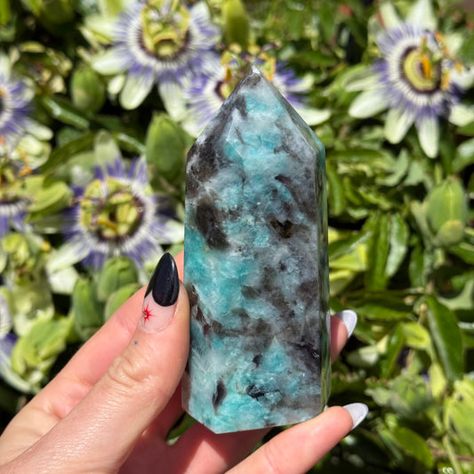 Amazonite - Mica - Smokey Quartz - Golden Healer Tower