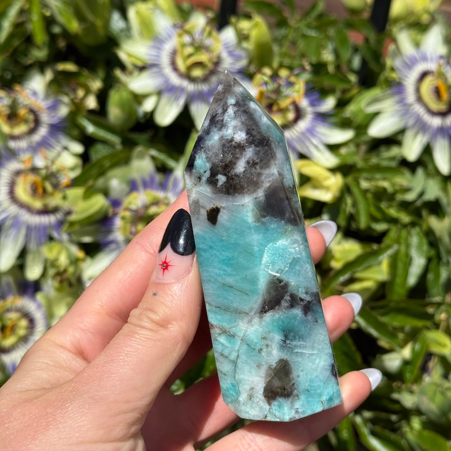 Amazonite - Mica - Smokey Quartz - Golden Healer Tower