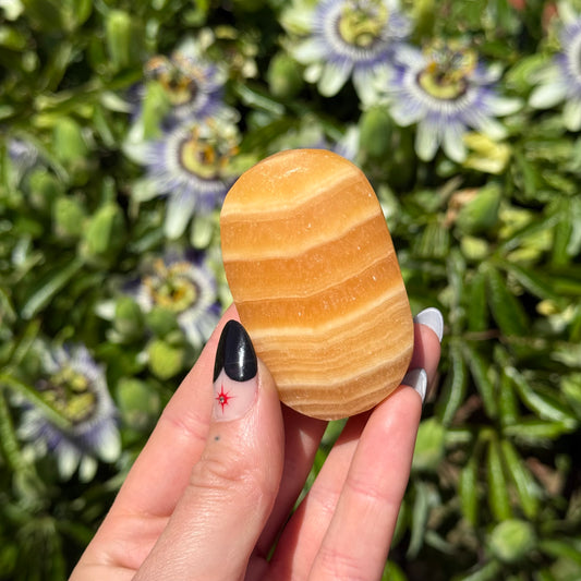 Orange Calcite Palm Stone