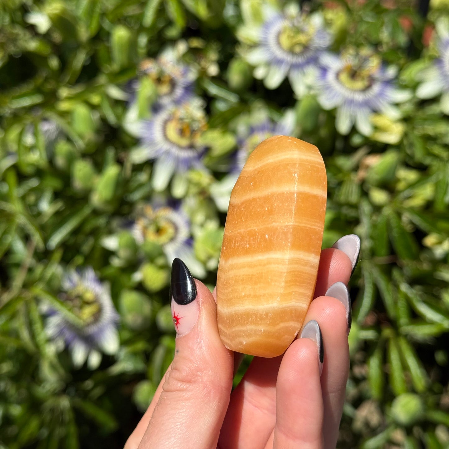 Orange Calcite Palm Stone