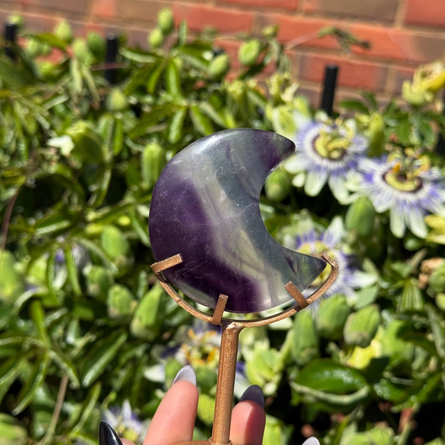 Fluorite Moon On Stand