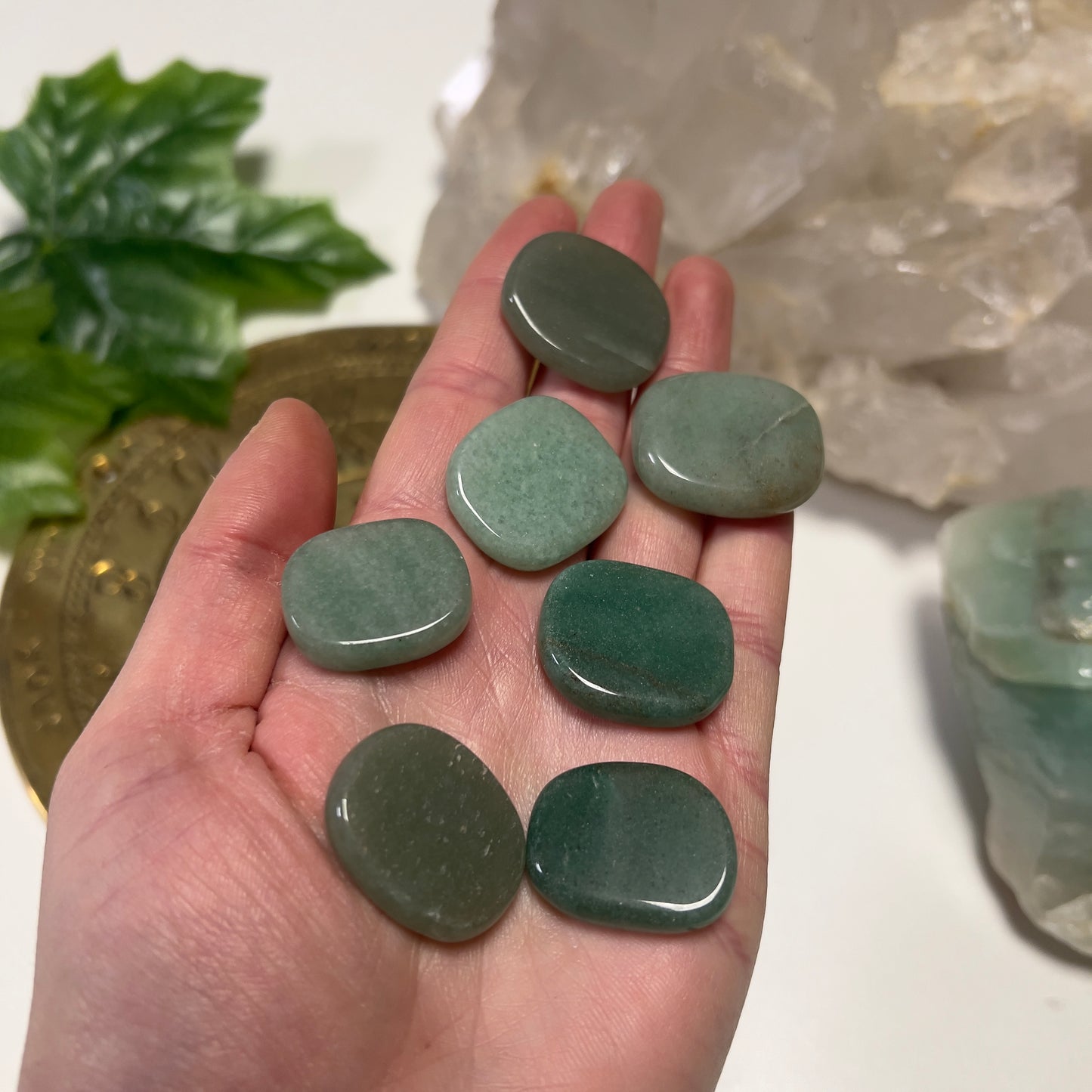 1Pcs Green Aventurine Flat Stone