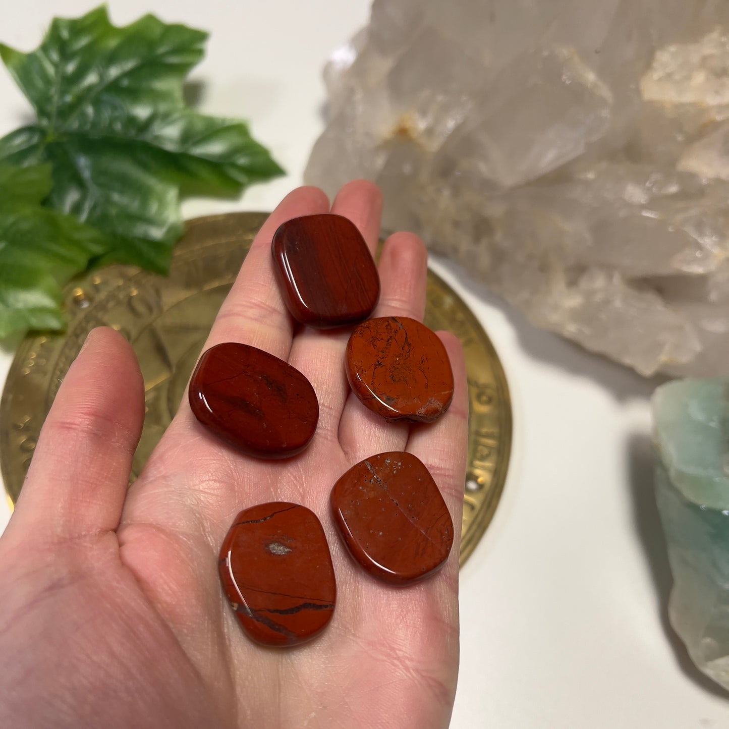 1Pcs Red Jasper Mini Flat Stone