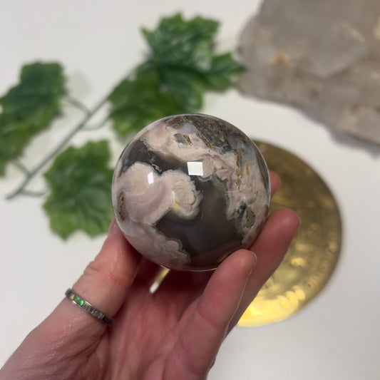 Grey Blossom Agate Sphere