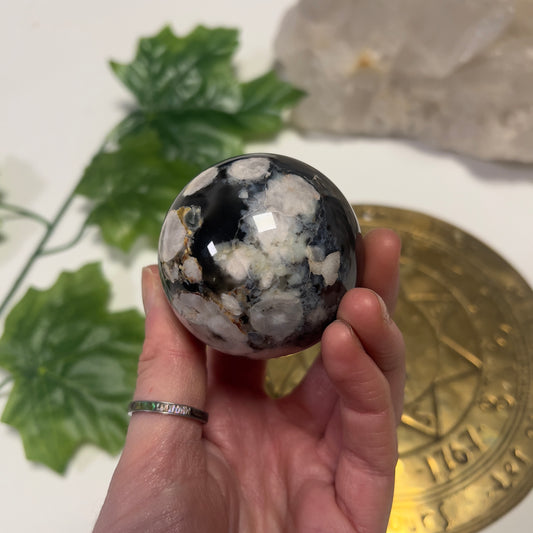 Black Blossom Agate Sphere