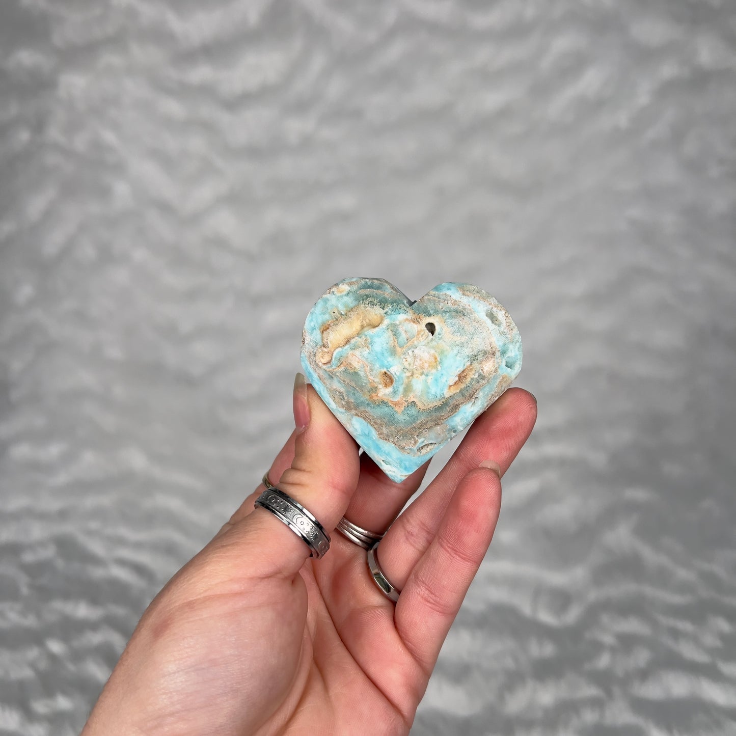 Blue Aragonite Heart FRIDAY